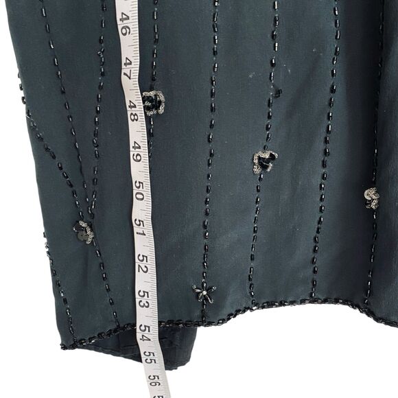 Vintage Demetrios Design Maxi Dress S Black Silk Beaded Burleskque Fairy Glam - Picture 10 of 12